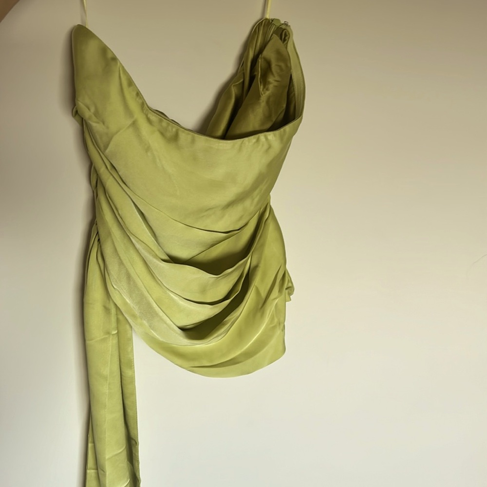 Never worn tags still on green satin asymmetrical top